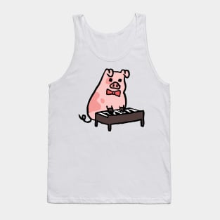 Cute Cartoon Piggy Playing Piano Tank Top